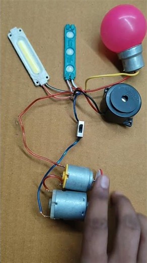 powering three light one buzzer with two dc motor generator #diy #tech #shortvideo