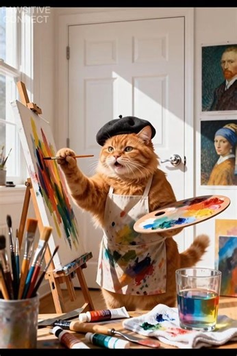 What's your Cat Doing When You are Out? Painting Masterpiece! What's on Canvas? #cat #cute