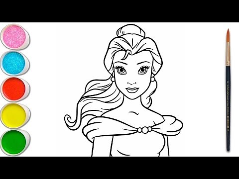Coloring Belle Disney Princess Coloring Pages | Beauty and the Beast Disney Classic Coloring Videos