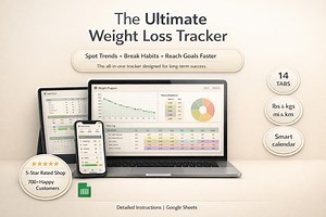 Weight Loss Calorie Tracker Spreadsheet | Excel Google Sheets Fitness, Meal Workout Printable Digital Planner - Etsy Canada