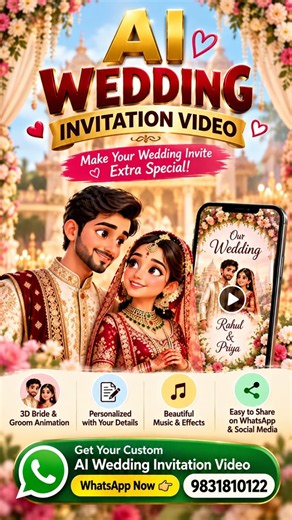 AI Wedding Invitation Video ❤️ | 3D Animated Wedding Card #shorts