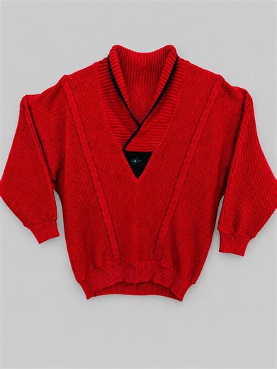 Vintage Carlo Colucci Red Oversized Knit Sweater | 90s German Textured Pullover | Batwing Sleeve Chunky Jumper | Size 54 - Etsy