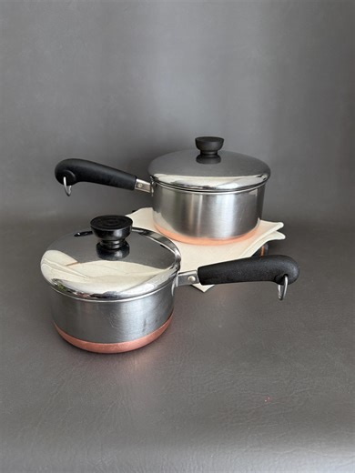 Vintage Revere Ware 2 Pot Set: Restored Stainless Steel Copper Clad Cookware With Lids - Etsy