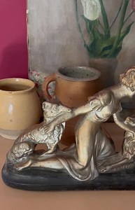 1930s French Art Deco Plaster Statue Woman With Dogs Modernist Sculpture Antique France Art Nouveau Figurine Avant Garde Home Decor - Etsy