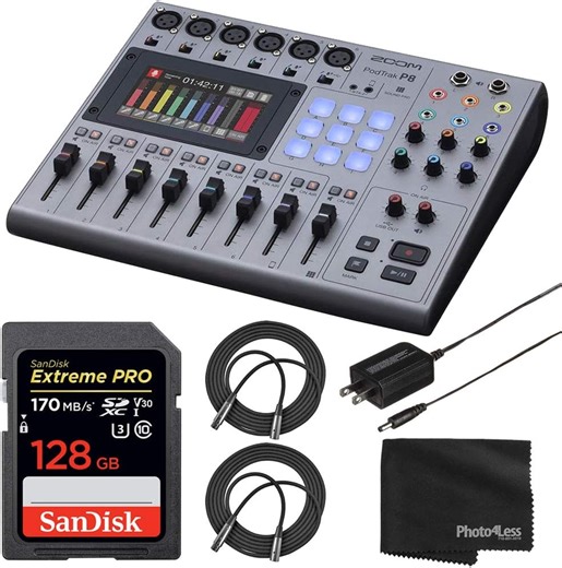Amazon.com: Zoom PodTrak P8 多軌播客錄音機 + 128GB Extreme PRO UHS-I SDXC 記憶卡 + 2 條麥克風線 XLR-M 至 XLR-F + 清潔布 - 絕佳播客組合 : 樂器
