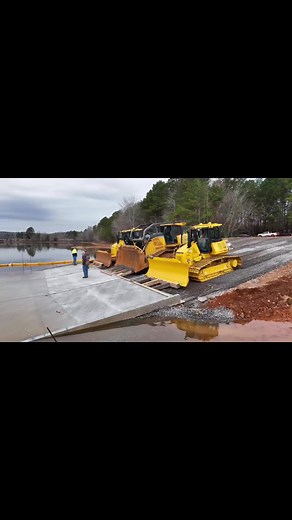 Pushing a Boat Ramp into Place