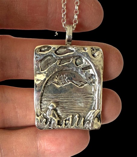 Upcycled Sterling Silver Nature Necklace, Tree Scene Pendant, Jewelry for Women, Gift for Her, Robin Wade Jewelry, 3278 - Etsy