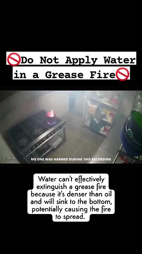 To effectively extinguish a grease fire, you may use the blanketing method to remove the oxygen through covering the pot or pan with a cover. If not available, use a thick sheet or piece of clothing and soak it wet with water then cover the pot/pan. If any extinguisher is available, you can apply Class B or Class K fire extinguisher to put off the fire. #ThinkFireSafetyNow #AllYouNeedToKnow #YourSafetyIsOurPriority #reels2025シ #SupportSmallContentCreator #StarsEverywhere #subscriptionmonetizatio