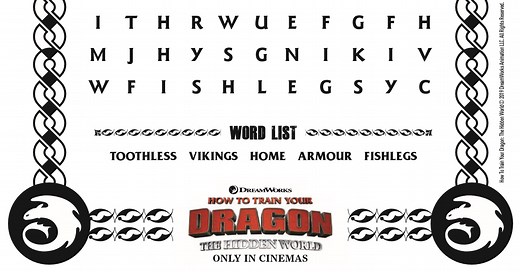 HTTYD Word Search - Free Printable from The Movie