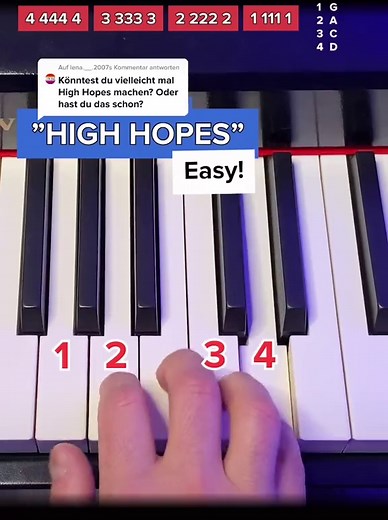 Easy Piano Tutorial for 'HIGH HOPES'
