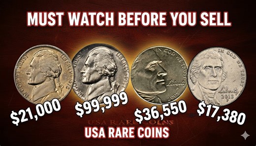 Don’t Spend These Nickels 4 Rare U.S. Coins Explained Real Auction Prices Revealed Welcome back to Coin Explorer — today’s video brings together four of the most fascinating and high-performance Jefferson nickels ever documented in the U.S. collector market. These coins may look ordinary, but certified high-grade examples with specific varieties, errors, and die characteristics have achieved impressive auction prices under the right conditions. This video highlights how a combination of rarity, 