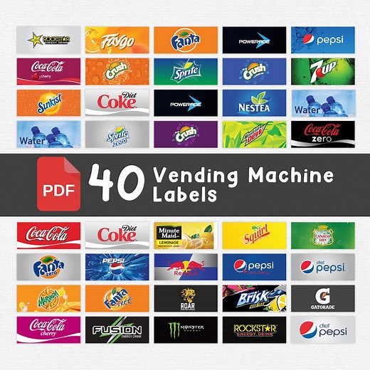 Vending Machine Labels: Soda Pop & Sparkling Water (digital Download, 3.25x1.375 In) - Etsy