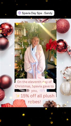 Spavia Day Spa - Sandy, UT on Instagram: "✨On the 11th day of 🎄 @spaviasandy, gave to you, 🎁15% off all Plush Robes! ✨ Hurry in today only! #spaviadayspa #selfcare #wellness #plush #shopsmall"