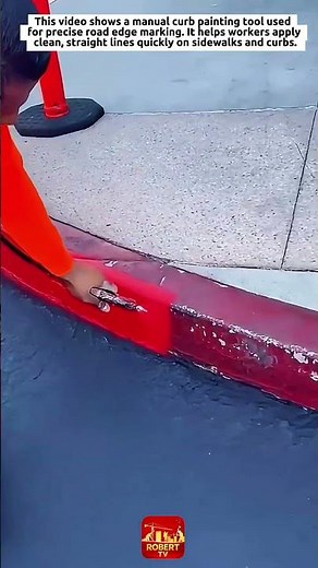 Satisfying Curb Painting Process | Road Line Marking Tool in Action