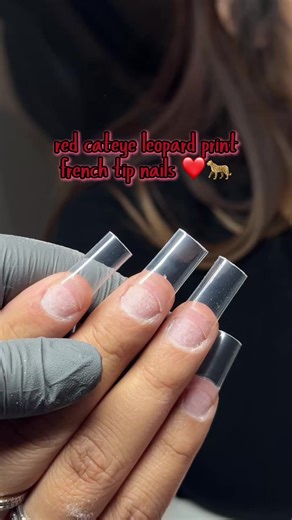 Stylish Cat Eye Leopard Print French Nails