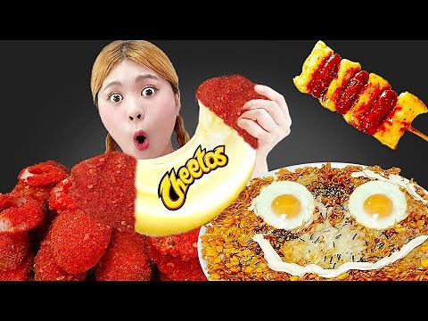 MUKBANG! Corn cheese fire noodles Cheetos FRIED CHICKEN by HIU 하이유