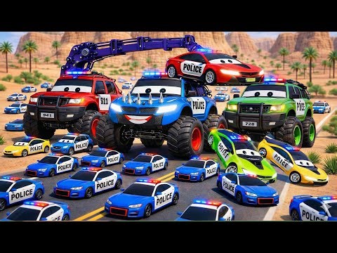 Stuck in the Tree!! 🌳😱 | Police Car & Friends Rescue Cars Cartoon