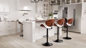 Kidol & Shellder Single Large Bar Stools with Back 21" Modern Swivel Adjustable Height Bar Chairs with Footrest PU Leather Upholstered Bentwood Barstools for Kitchen Counter Island 1PCS White 330LBS