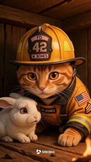 Brave Cat Firefighter's Heartwarming Rescue Adventure.