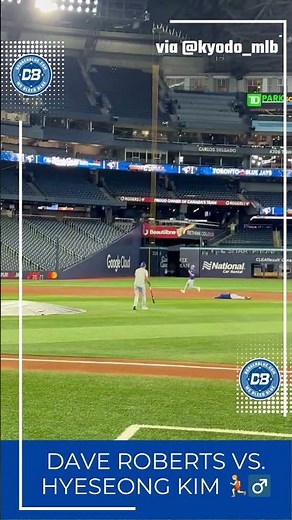 FACEPLANT! Dave Roberts falls in race with Hyeseong Kim #Dodgers