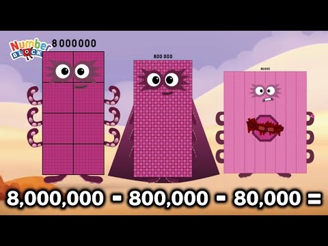 THREE GIANT NUMBERBLOCKS SUBTRACTION | SUBTRACT BIG NUMBERS | LEARN TO COUNT | LEARNINGBLOCKS_ID