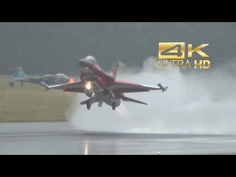 (4K) General Dynamics F-16 Fighting Falcon Royal Danish Air Force departure RAF Fairford RIAT 2023