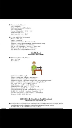 A Peek Beyond the Point | Grade 7 Worksheet with Answers#Class7Math #MathWorksheet #Math #