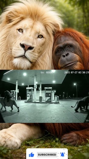 Night Visitors 🦁🦧 Caught on CCTV! Who knew the wild comes this close? 👀🌙”