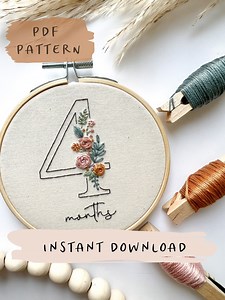 Floral Numbers 0-9 Embroidery Pattern With Phrases || Floral Embroidery Hoop Art PDF Pattern With Instructions || Digital Download - Etsy