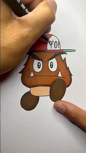 Here’s a fun way to draw a goomba! #mario #supermario #goomba #art #drawing #fyp #markers #tutorial