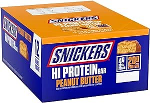 SNICKERS Hi Protein Bar - Peanut Butter & Caramel, 2.0 oz, Pack of 12, High Protein, Healthy for Adults