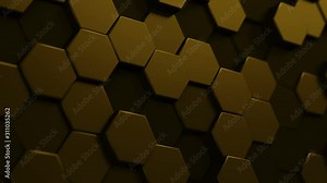 Abstract Hexagon Geometric Surface Loop 5 Dark Yellow: minimal hexagonal grid pattern animation in creative yellow. Clean background with glossy caramel yellow hexagon shapes. Modern aesthetic. 4K