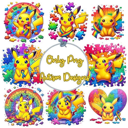 Autism Awareness Pokemon PNG Bundle, Rainbow Puzzle, Support Autism - Etsy