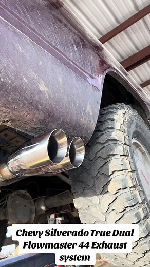 Check out this Chevy silverado in for a full system exhaust including a pair of flowmaster series 44 mufflers along with rear dual exit exhaust!✅✅ #jjmuffler #dallastx #chevy #chevytrucks #flowmasterexhaust #flowmaster #dfwautorepairs #smallbusiness #muffler