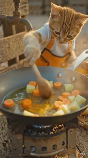 Small Kitten, Big Dreams | Multiple Jobs One Goal #cat #workers #wellfare #care #kitten #cooking