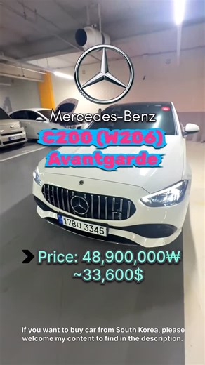 Gray on Instagram: "Mercedes-Benz C200 Avantgarde (W206) Year: 2024. Mileage: 7,992km. Price: 48,900,000won / ~33,600$ Video guide: P - paint W - filler (putty) X - replacement 🌍 Car Export from South Korea 📍 Address: 경기 수원시 권선구 평동 179, Suwon 🚘 My Services Vehicle sourcing and purchasing from Korean auctions and dealerships Full transaction support Technical inspection and vehicle history check Export documentation preparation Worldwide shipping arrangement (Container / Ro-Ro) End-to-end assi