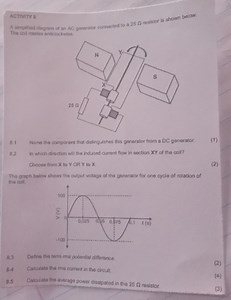 ACTIVITY 8A simplified diagram of an AC generator connected to... | Filo