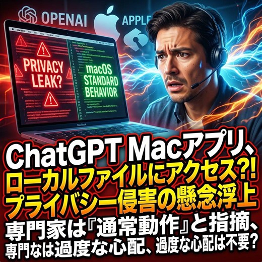 ChatGPT Macアプリ、アプデでPCの全ファイルがAIに筒抜けに！？