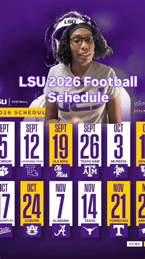 KanD Creations on Instagram: "LSU 2026 Football Schedule ! #geauxtigers #lsu #collegefootball #sec #secfootball #football #footballgames @lsufootball"