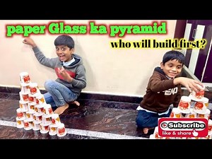 Paper Glass ka pyramid banadiya | sharatchavanvlogs | satvikchavanvlogs | kids funny game