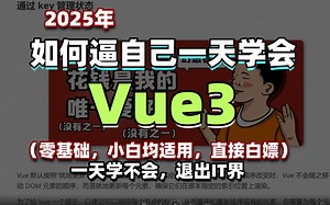 【2025最新】一天学会Vue3！从入门到精通(基础+进阶+案例）零基础小白也能听得懂，写得出，web前端快速入门教程_vue入门教程