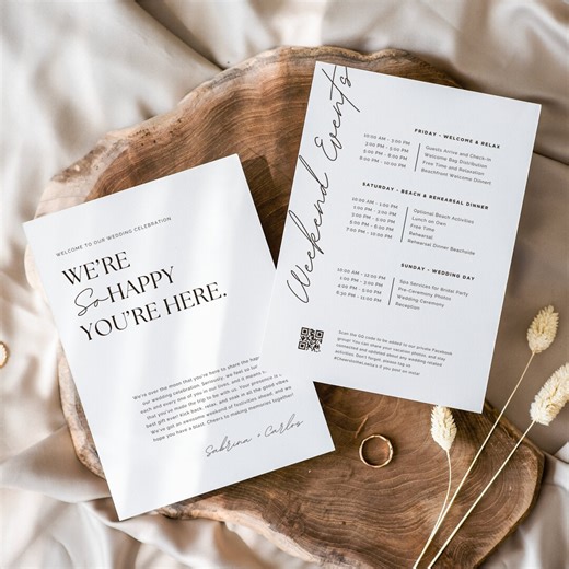 Wedding Weekend Itinerary Template, Modern Welcome Letter (digital Download) - Etsy