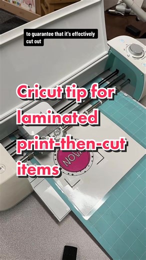 The @Cricut can cut out laminated print-then-cut items! Let me show you how! #cricutlaminate #cricuttips #cricuthacks #cricutexploreair2 #teacherswhocricut