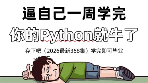 【整整368集】这绝对是2026年B站最全最细的Python零基础全套教程，小白逼自己一周学完，编程技术猛涨！允许白嫖，全程干货无废话，学不会我退出IT圈！