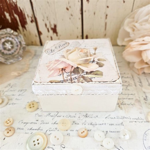Keepsake Box - Small Shabby Chic Jewelry Box - French Cottage Style Decor - Etsy