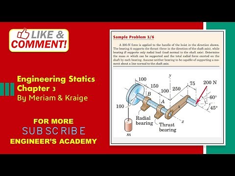 Engineering Statics | Sample Problem 3/6 | Equilibrium in Two Dimension | Chapter 3 | 6th Edition