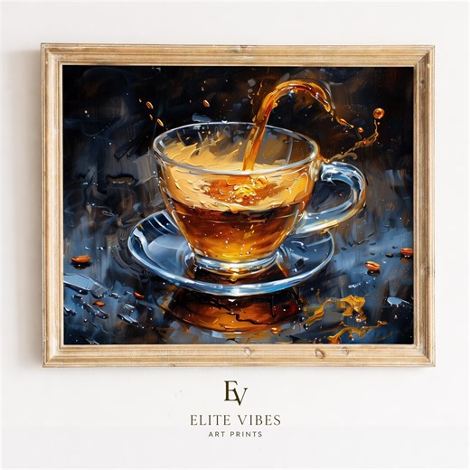 Moody Tea Pouring Printable – Realistic Amber Splash Still Life Art (digital Download) - Etsy