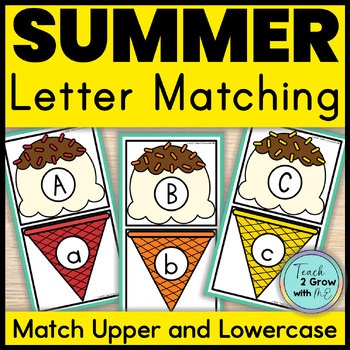 Alphabet Letter Matching Memory Match Game Partner Pairing Cards Ice Cream Cones