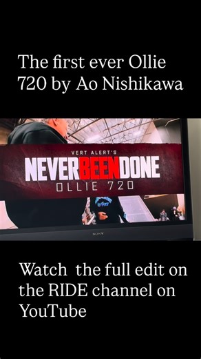 Steve Caballero on Instagram: "@ao_minimini makes history last month at @tonyhawk Ollie 720 challenge at his private vert ramp in Vista, California- peep the whole video "never been done" on @ridechannel YouTube episode in their bio 👍🏼😊 - stoked to be apart or history in the making 🙏🏼#ollie720 #neverbeendonebefore #doublecab #aonishikawa"