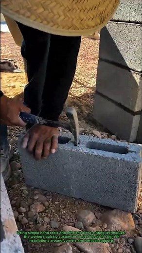 🔥 Masonry Workers Use Smart Block Cutting Trick for Perfect Wall Alignment!